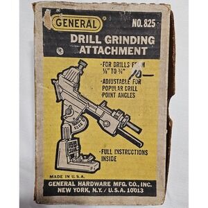 Vtg General No 825 Drill Grinding Attachment 1/8" to 3/4" with Instructions